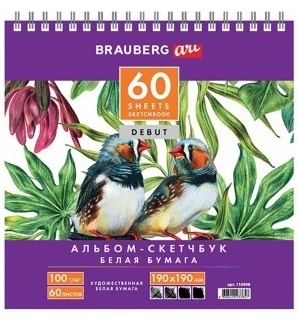 Brauberg скетчбук Art Debut 110998, А5, 60 листов, мультиколор