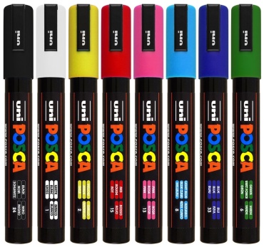 Маркер Uni Posca 5M, 8 шт, 1.8 мм, мультиколор