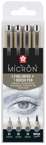 Ручка линер SAKURA Pigma Micron POXSDK4C 3 шт, цвет чернил серый