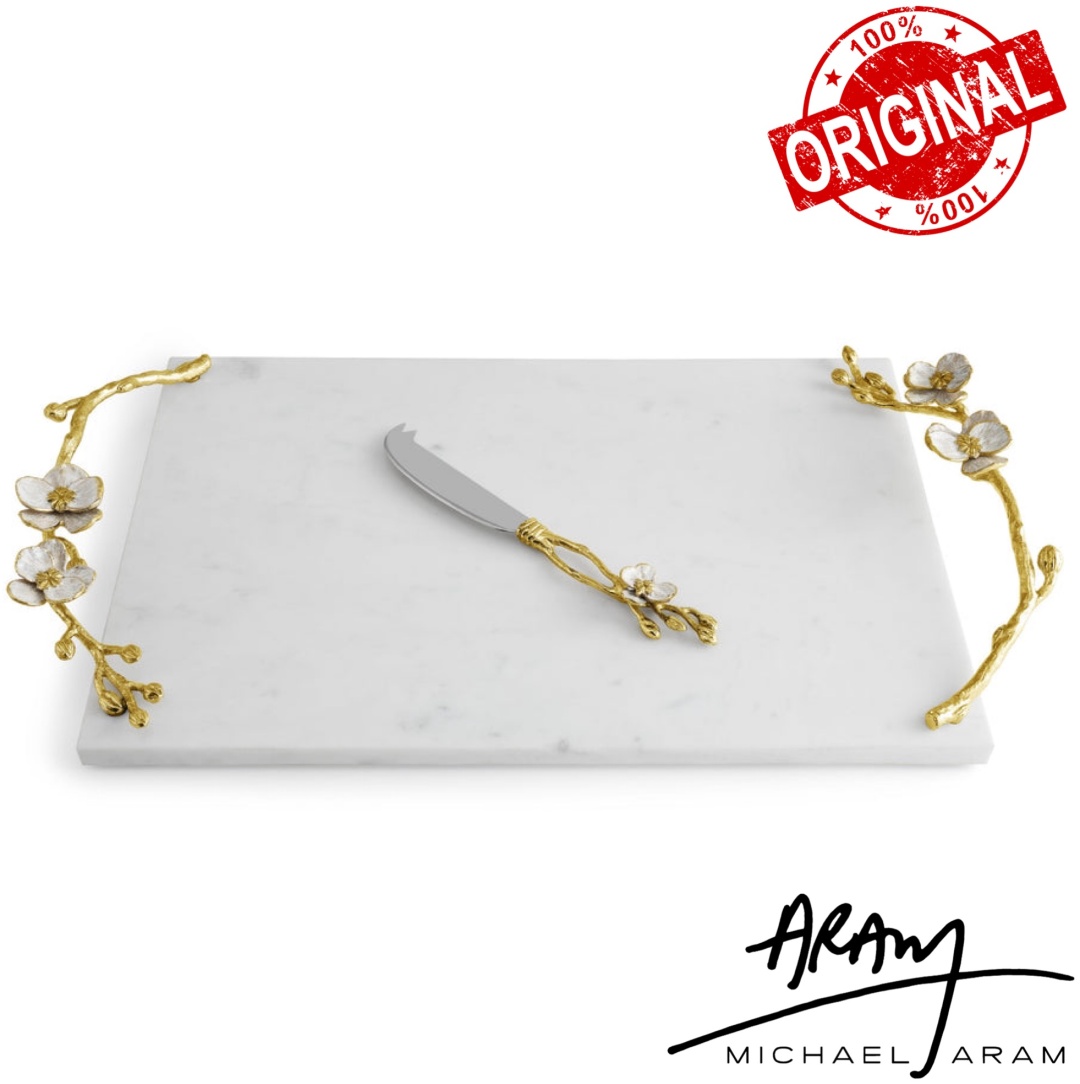 MICHAEL ARAM набор для подачи сыра Orchid, нержавеющая сталь, латунь, мрамор