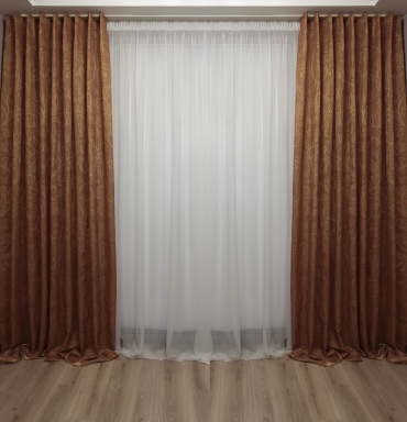 Портьеры Renaissance 250x280 см 2 шт, органза, жаккард, золотистый