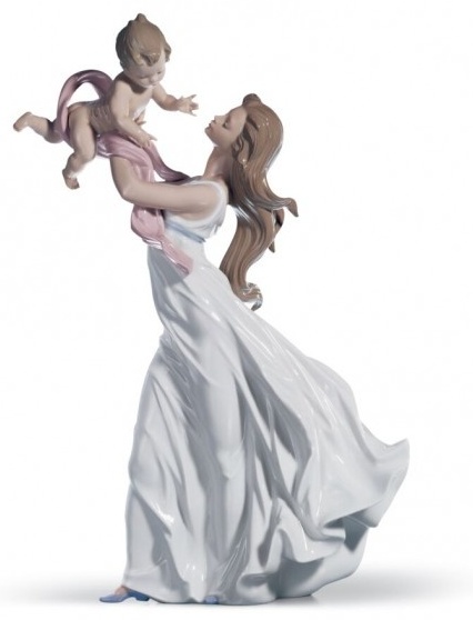Lladro статуэтка Девушка с малышом 46 см, фарфор