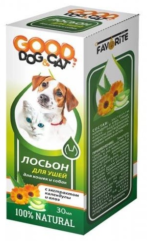 GOOD Dog&Cat Лосьон для ушей с экстрактом календулы и алоэ для кошек и собак 30 мл