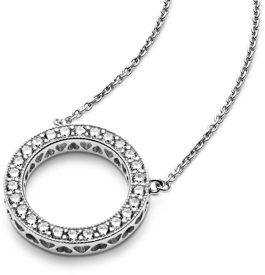Колье PANDORA «Сияющий круг» 590514CZ-45 длина 45 см вес 6 г серебро, цирконий