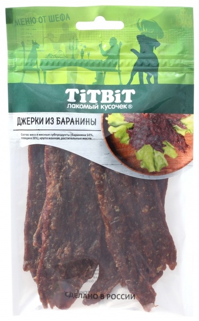 Лакомство TiTBiT 021088 Джерки мясные из баранины 70 г 1 шт