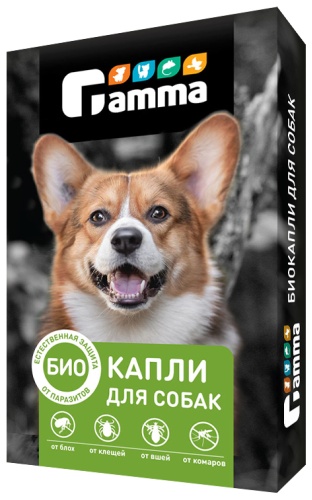 ГАММА Биокапли от блох, от клещей, от вшей для собак 2 пипетки по 1 мл