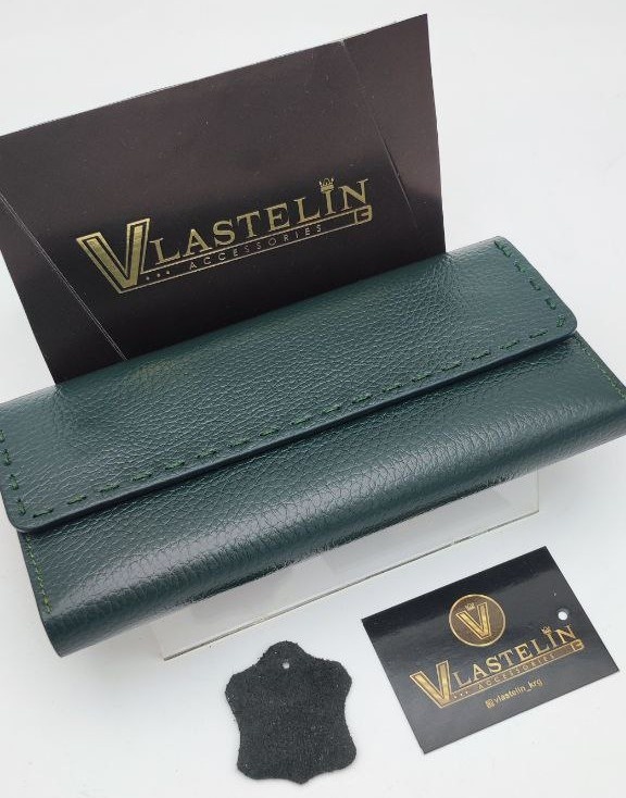 Кошелек Vlastelin металл, натуральная кожа зеленый