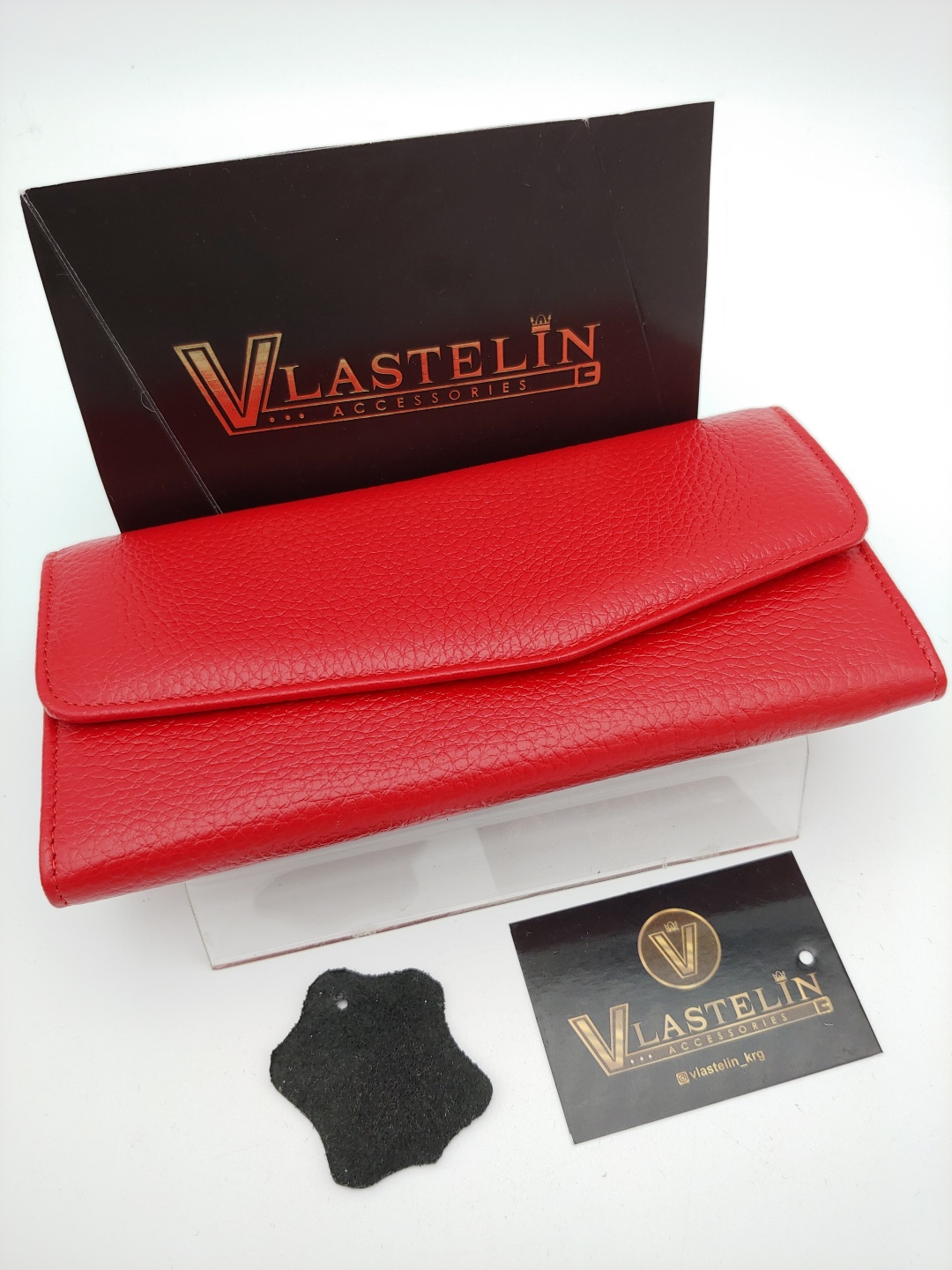 Кошелек Vlastelin металл, натуральная кожа красный