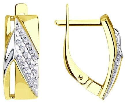Серьги Diamant 1075008_53-120-00953-1 вес 3.15 г золото, фианит