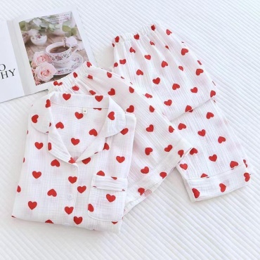 Пижама Muslin home белый, красный