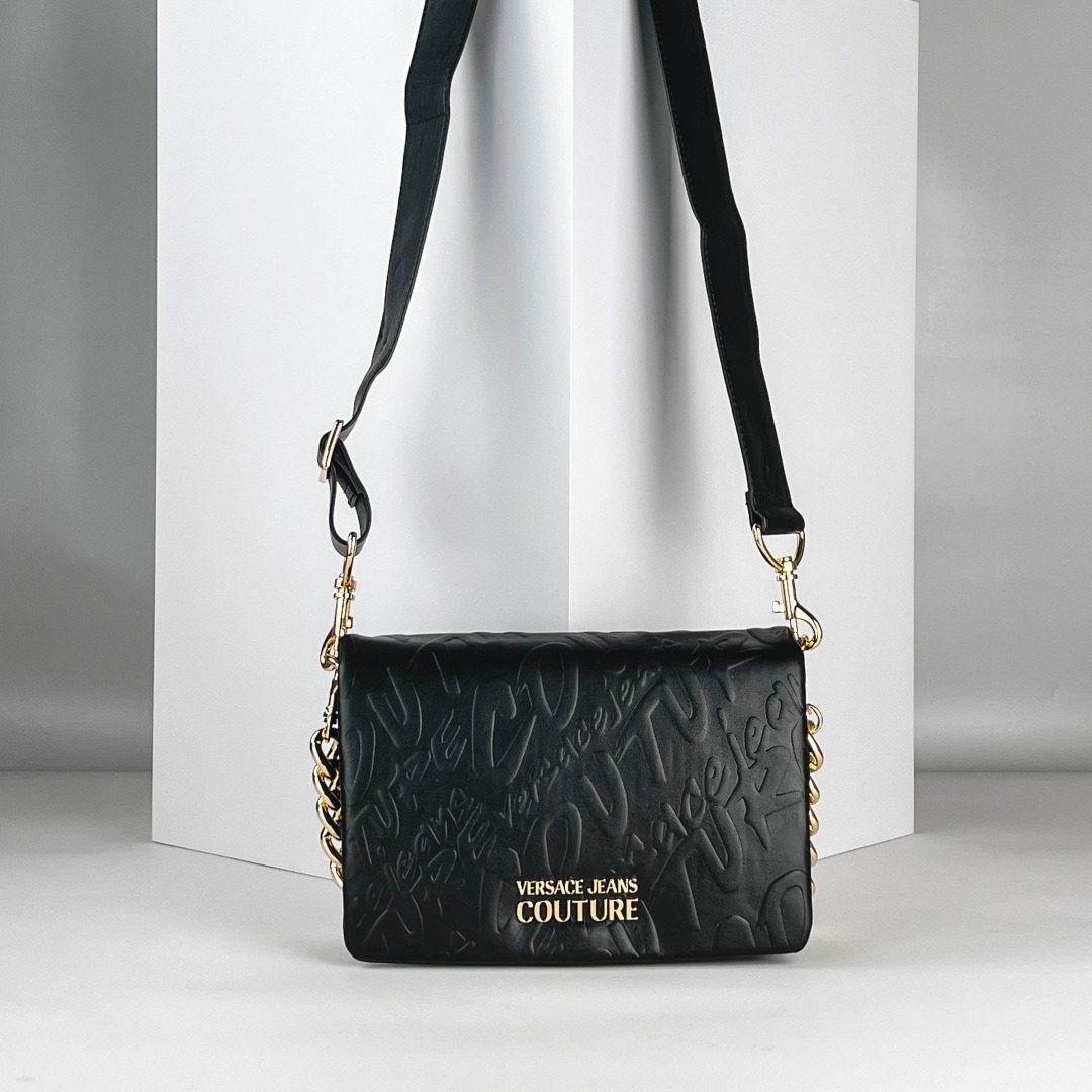 Сумка кросс-боди Versace полиуретан черный, золотистый