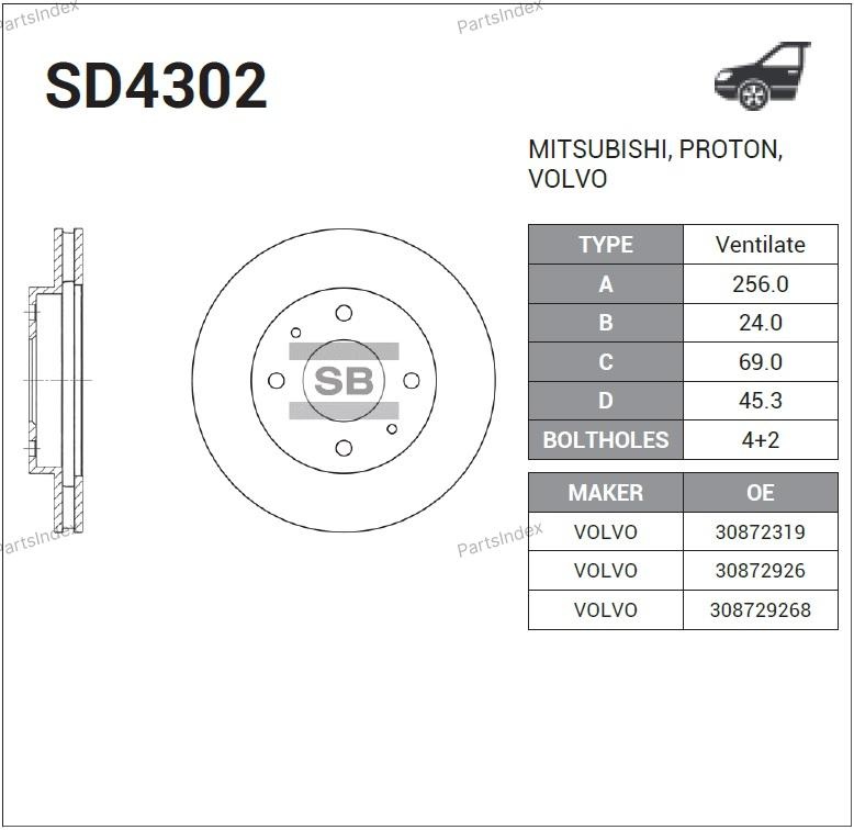 SANGSIN Диск Тормозной SD4302