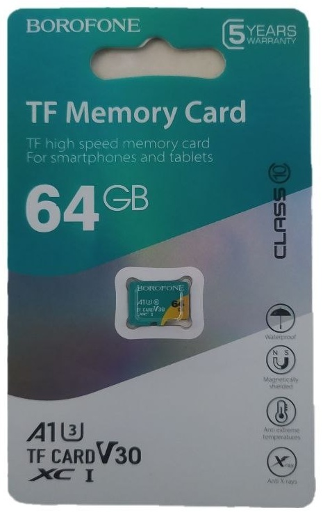 Карта памяти Borofone A1 TF CARD V30 64 Гб