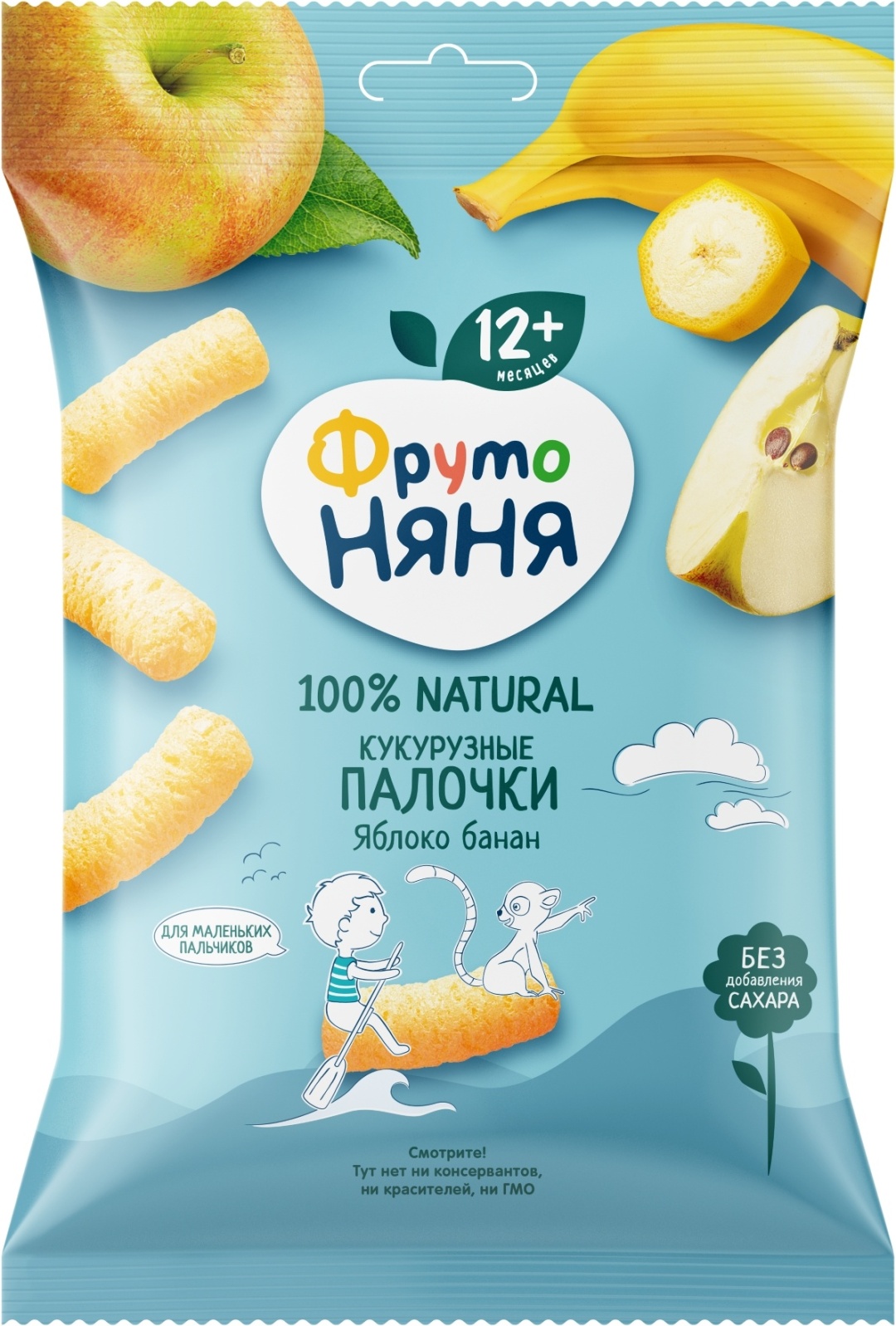 Фруто Няня кукурузные палочки Яблоко-банан с 12 месяцев20 г