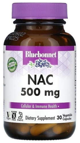 Bluebonnet Nutrition NAC, 500 мг капсулы 30 шт