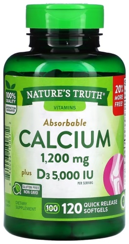 Nature's Truth Absorbable Calcium, Plus D3, 120 капсул
