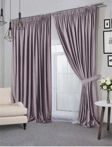 Комплект Home Textile 900x270 см 3 шт, сетка, велюр, белый, розовый