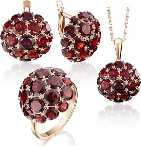 PLATINA SET-01-4377-00-204-1110-46_22-6_19-5 вес 12.4 г золото, гранат