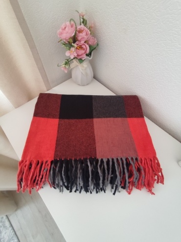 Плед Blanket 160х220 см, кашемир, полиэстер, красный, черный, серый