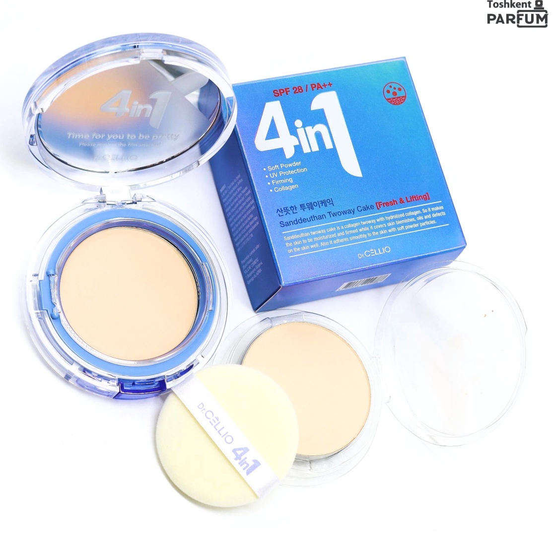 Пудра Dr.Cellio 4 IN 1 Collagen TWOWAYCAKE SPF28+ ПУдра для Лица с Запасным Блоком Светло-Бежевый 13 кремовая 13 светло-бежевый