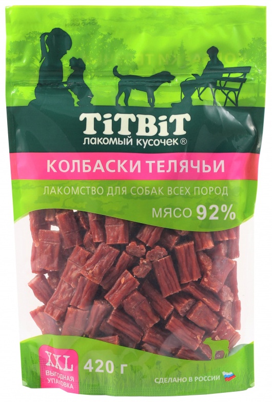 Лакомство TiTBiT 24317 Колбаски телячьи для всех пород 420 г 1 шт XXL