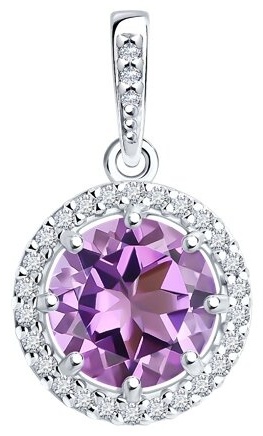 Подвеска Diamant 94-330-02052-3 вес 1.36 г серебро, аметист