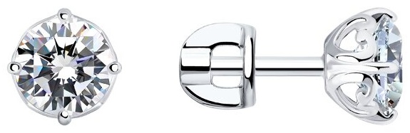 Пусеты SOKOLOV 94025227 вес 193 г серебро, фианит