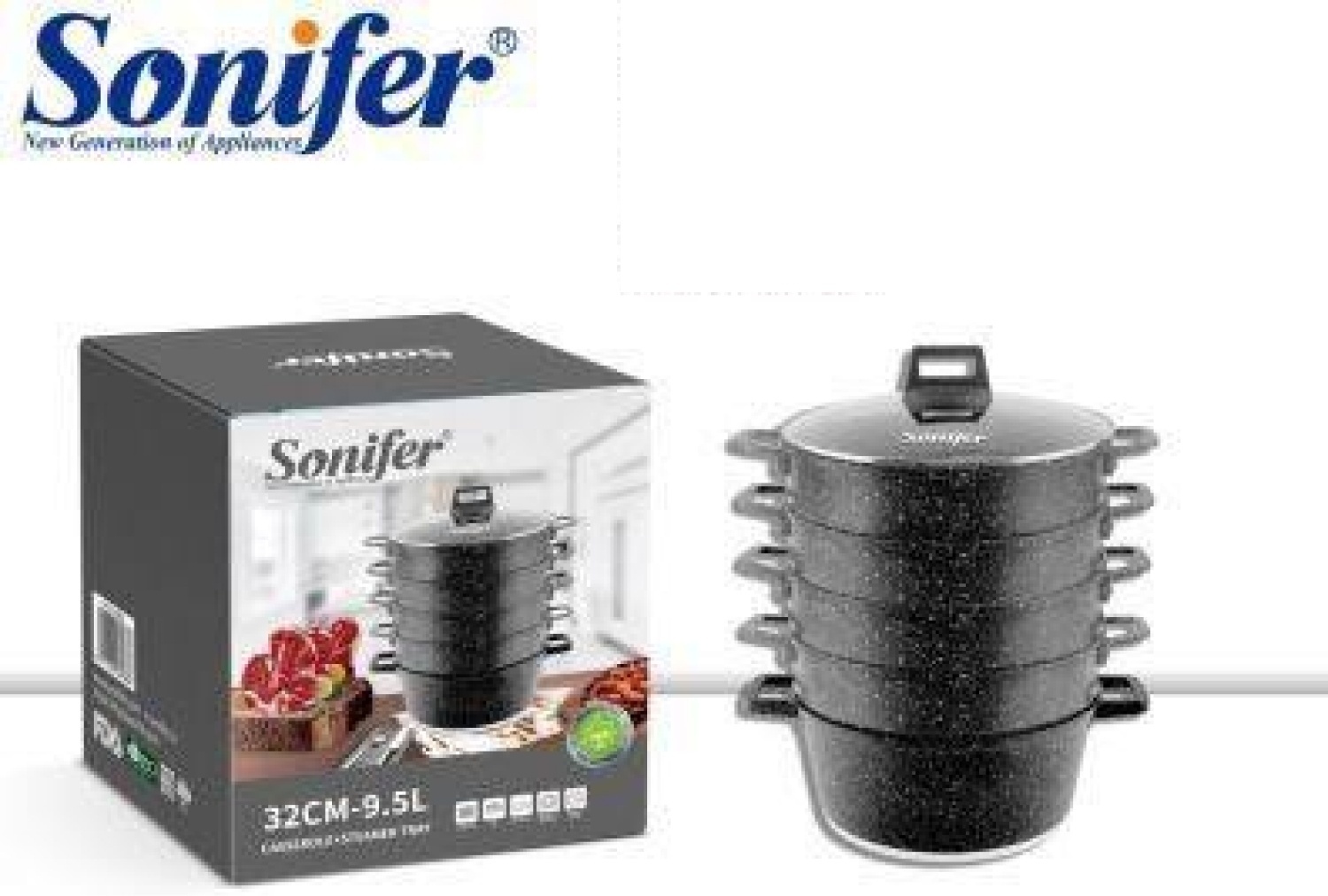 Мантоварка 9 л, Sonifer нержавеющая сталь, количество ярусов: 5