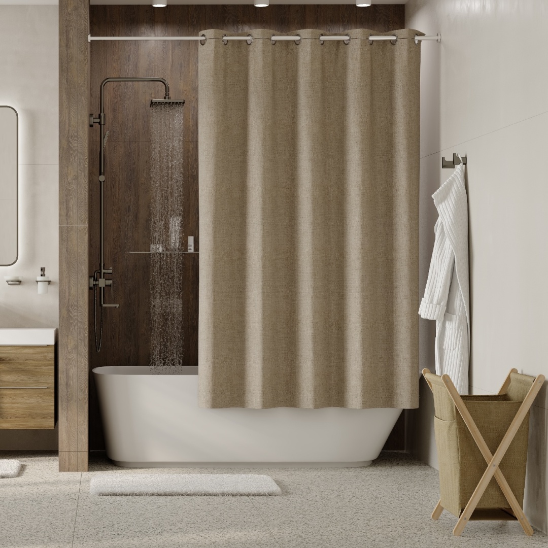 Штора WasserKRAFT SC-40102 200x200 бежевый, полиэстер