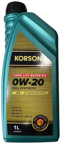 Синтетическое KORSON LONG LIFE MOTOR OIL 0W-20 1 л