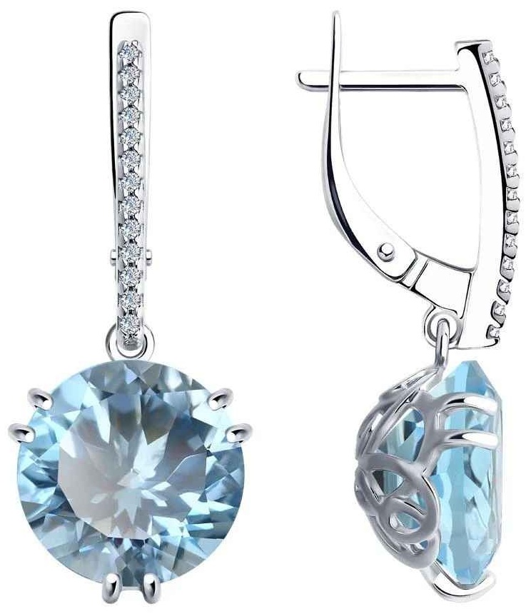 Серьги Diamant 94-321-01921-1 вес 6.96 г серебро, топаз, фианит