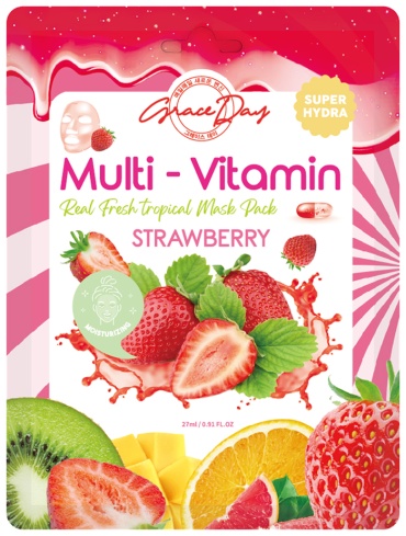 Маска для лица Grace Day тканевая Multi-Vitamin Strawberry Клубника 1 шт