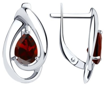 Серьги Diamant 94-320-00594-2 вес 2.4 г серебро, гранат