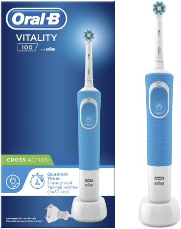 Oral-B электрическая щетка Vitality CrossAction щетина средняя голубой