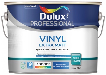 Dulux акриловая Professional Vinyl Extra Matt для стен и потолков 9 л, белый цвет
