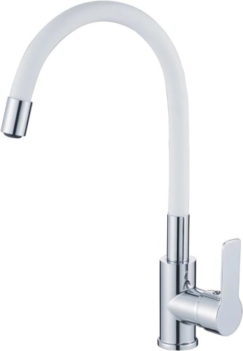 Смеситель с гибким изливом Haiba HB70112-8, латунь, цвет белый, хром