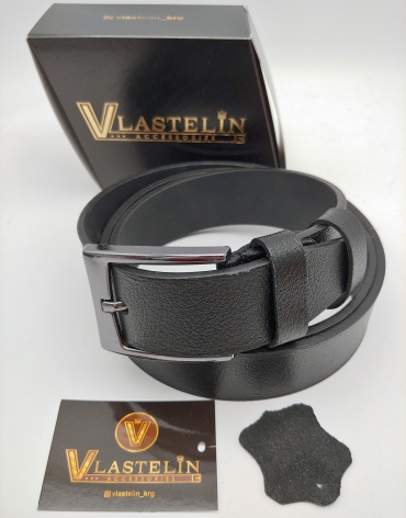Ремень Vlastelin металл, натуральная кожа 110 см черный