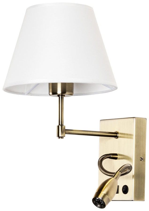 Бра настенный, накладной Arte Lamp E27, белый, бронза