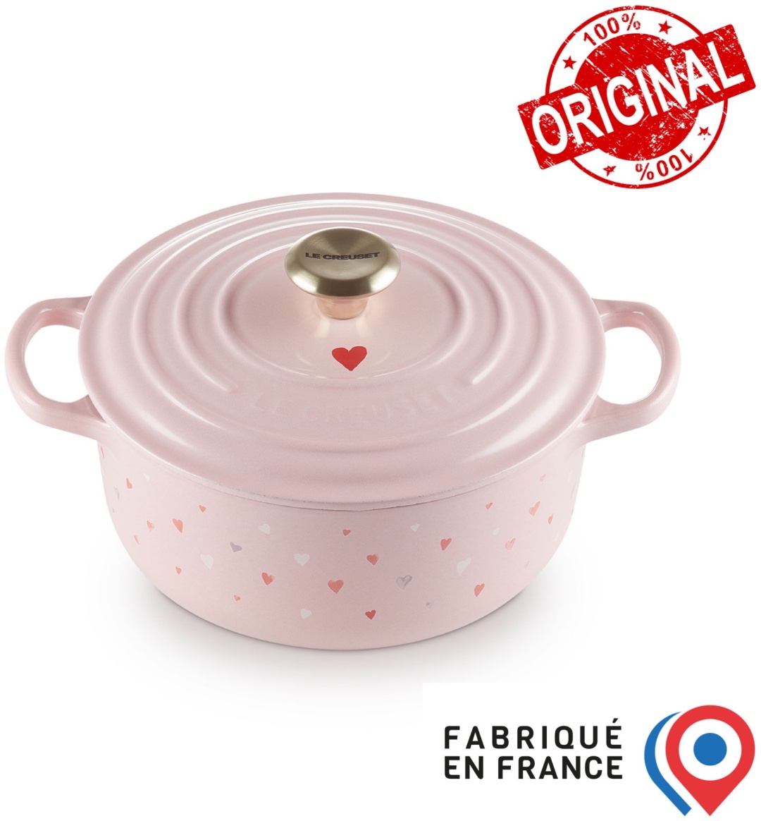 Кастрюля 2.4 л, LE CREUSET Hearts Chiffon Pink чугун