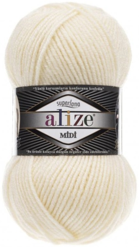 Пряжа Alize Superlana Midi 62 молочный 170 м 100 г