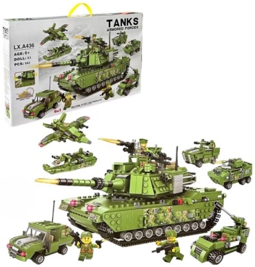 Конструктор LXA436 Конструктор Technic военный Танк Т 90, армия и военная техника 982 деталей 6 в 1 14159008_039210524, деталей 982 шт