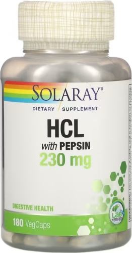 Solaray БАД HCL with Pepsin, 230 mg 180 капсул