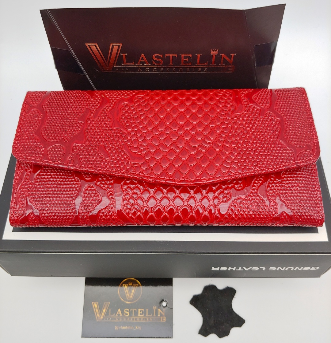 Кошелек Vlastelin металл, натуральная кожа красный