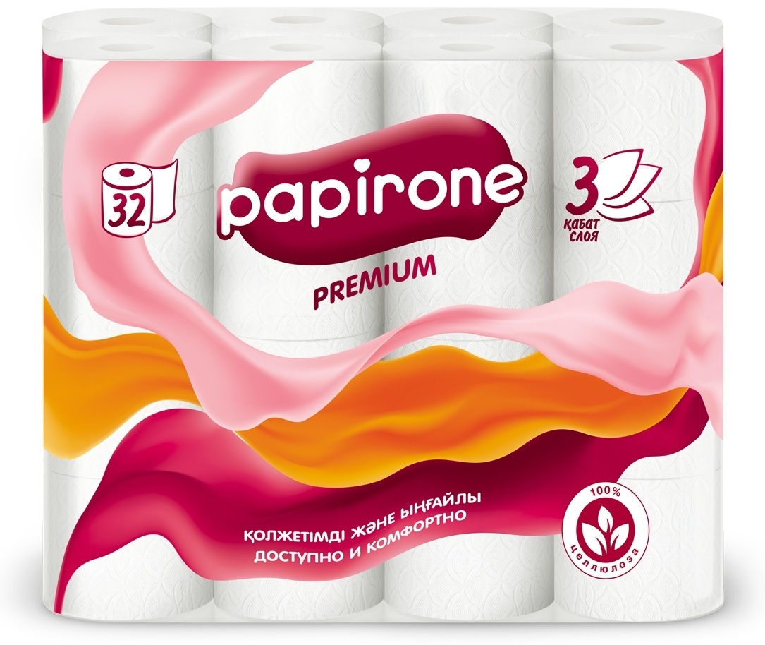 PAPIRONE туалетная бумага 3-слойный 32 шт, первичная целлюлоза