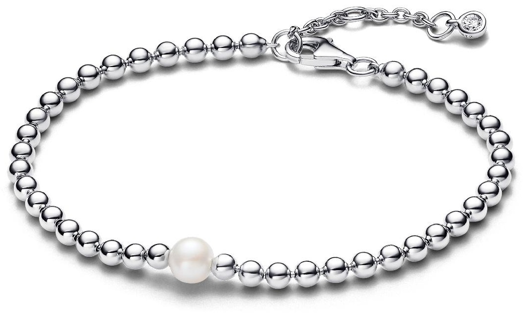 PANDORA «Бусины и жемчуг» 593173C01-18 длина 18 см, вес 5 г серебро, плетение отсутствует