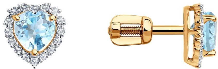 Пусеты SOKOLOV EAR-SO-585-690964 вес 1.66 г золото, топаз