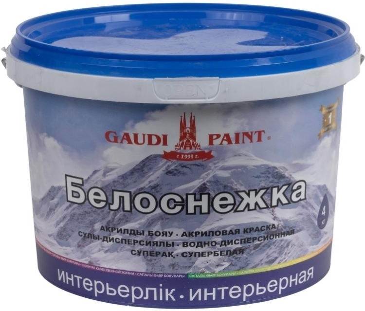 Купить Краска Gaudi Paint водно-дисперсионная Белоснежка 4 кг, белый в ...