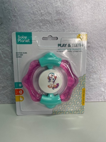 Прорезыватель Baby Planet 521, 1 шт, бирюзовый, розовый