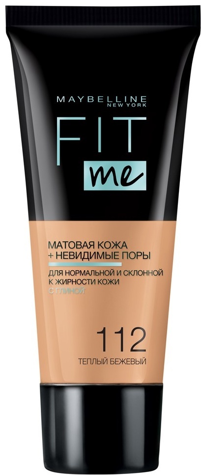 Maybelline New York Fit Me Матовая Кожа + Невидимые Поры тональный крем 112 Теплый бежевый 30 мл