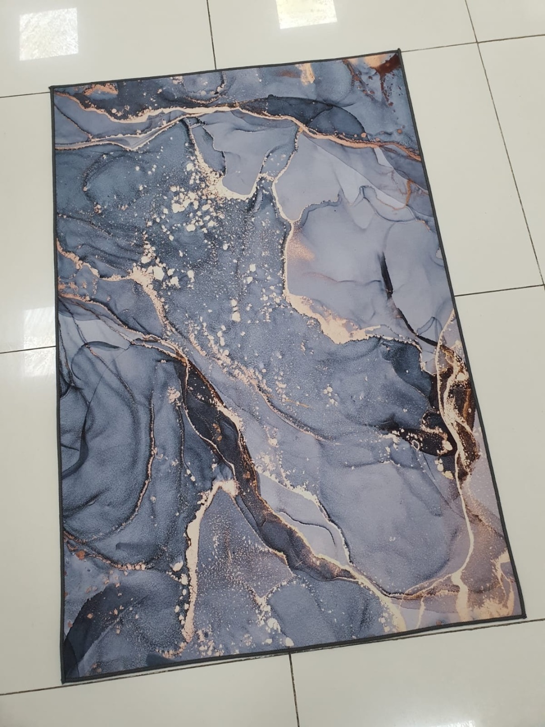 Коврик Разводы Золота 120x80 см, микрофибра, резина, полиэстер